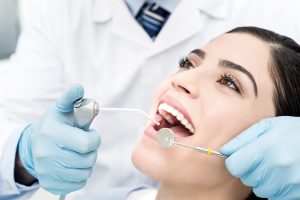 woman getting a dental exam