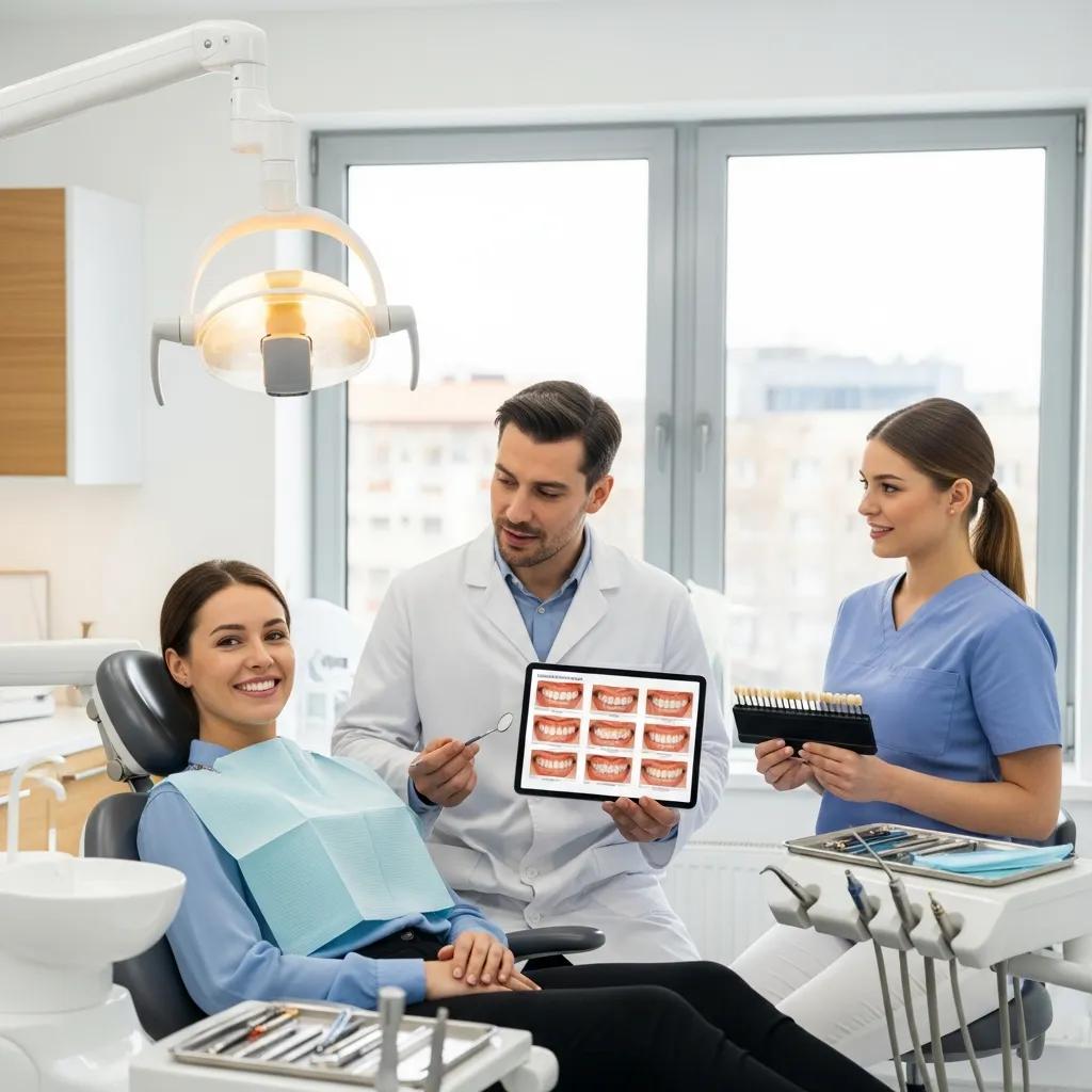 smiling-patient-in-a-dental-chair-discussing-composite-veneers-with-a-dentist-in-a-modern-dental-clinic