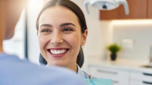 woman smiling with veneers