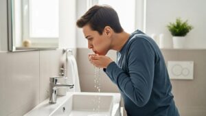 person-rinsing-mouth-after-breaking-a-tooth-in-the-bathroom